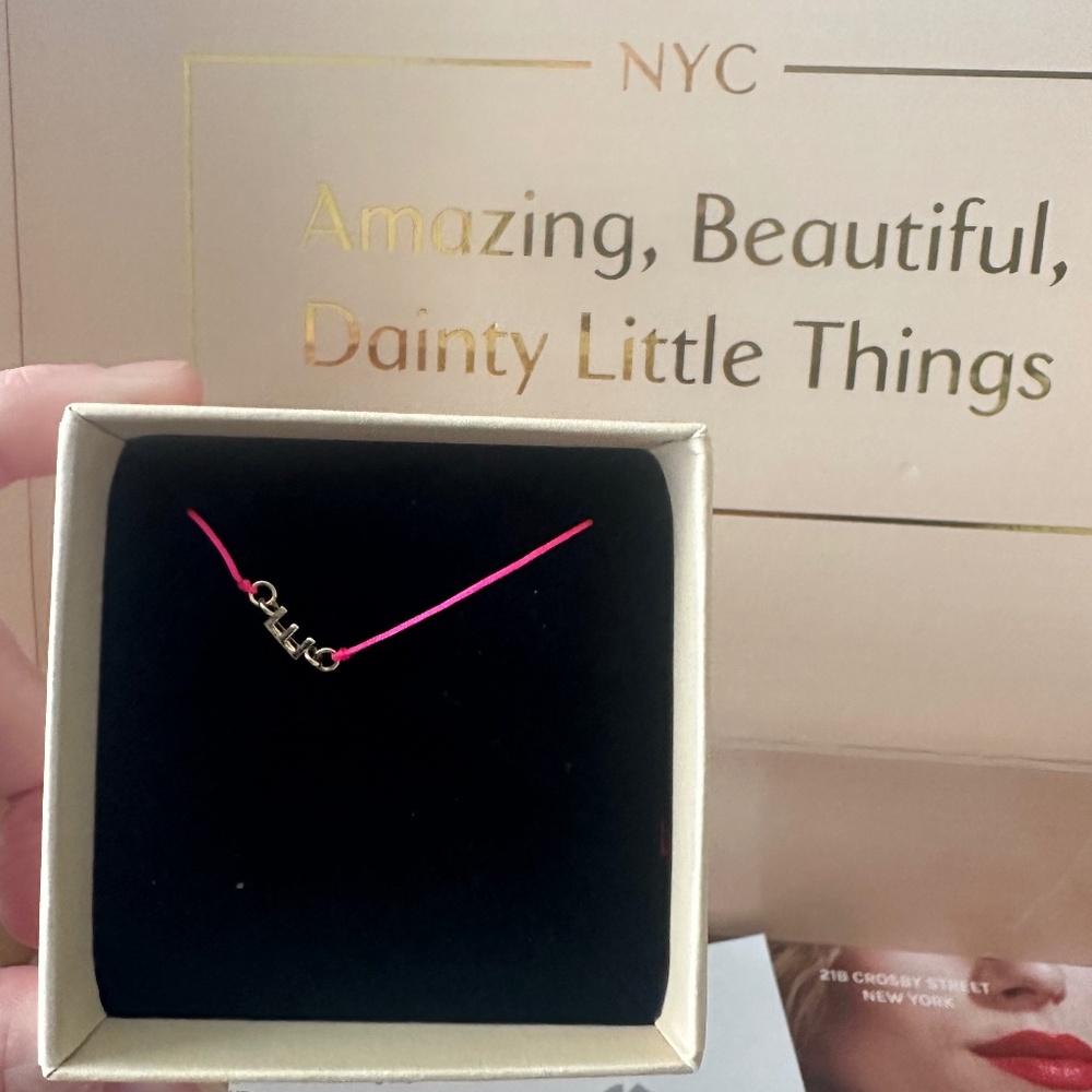 Stone and Strand-initial me bestie bracelet-hot pink-personalization “E”